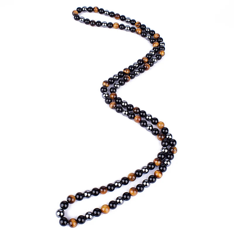 Hematite Obsidian Tiger Eye Beads Necklaces Men Fashion Triple Protection Necklaces Women for Magnetic Health Protection Jewelry