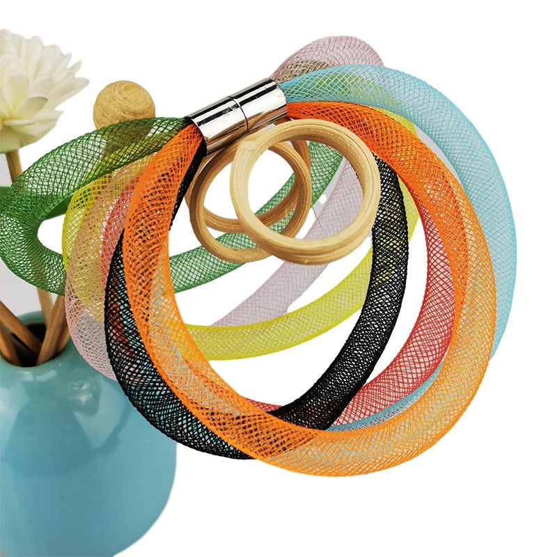 UKEBAY New Multicolor Mesh Bracelets For Women Rainbow Charm Bangles Boho Hand Chains Girl Birthday Gift Party Jewelry Bracelet