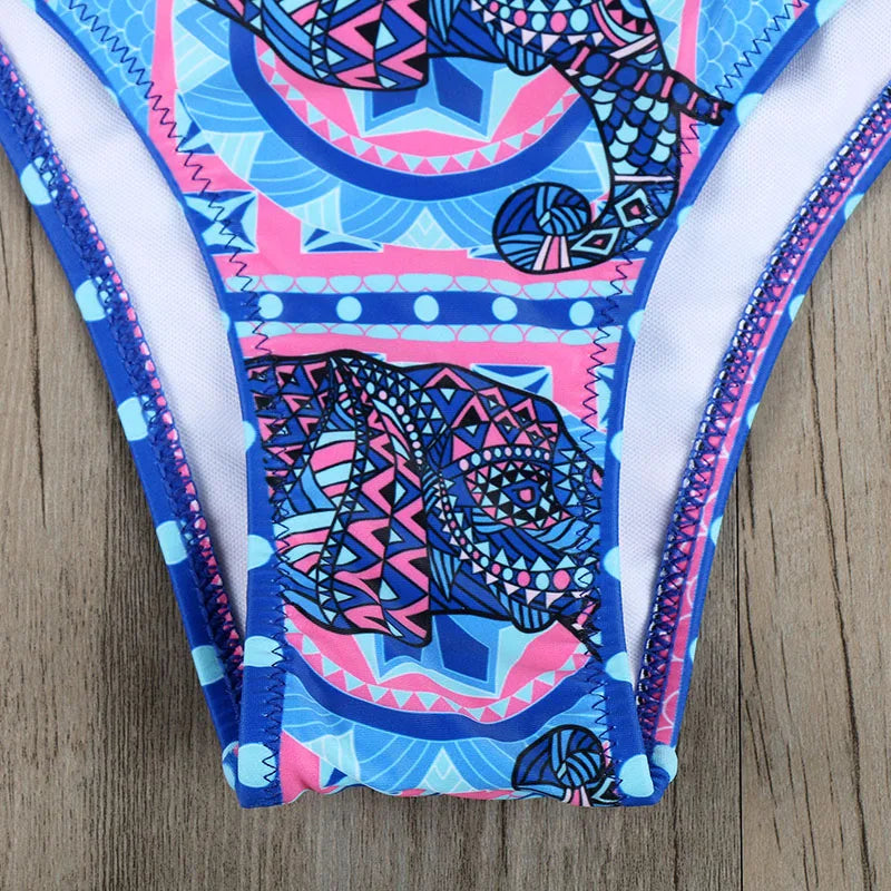 2025 New Bikinis Set Bikini Swimwear Woman Swimsuit Elephant Print Multicolor Low waist Wholesale Pads Push Up Beach Outfit