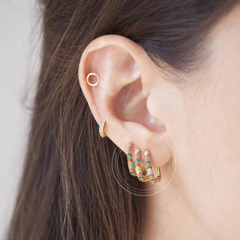 Colorful Crystal Earrings 925 Sterling Silver Ear Needle Stud Earrings for Women Cross Dangle Earrings Party Wedding Jewelry
