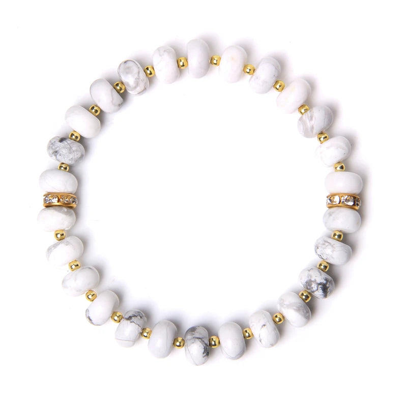 Fashion Natural white Howlite pink aventurine watermelon Tourmalin quartz stone beads bracelet for women lady Gifts Fashion