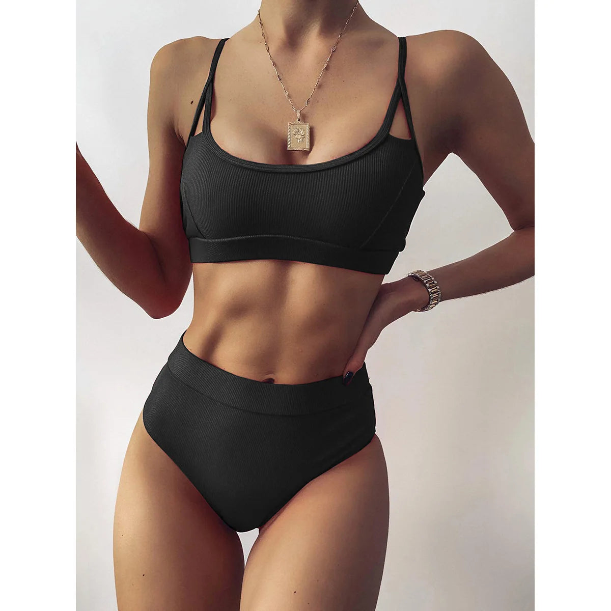 Push Up Swimsuit Female Patchwork Swimwear For Women Bathing Suit High Waist Bikini Set Sport Wear Swimming Suit Sexy Bikini