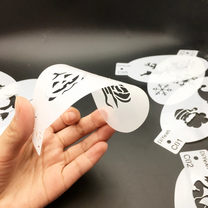9PCS Stencils for Body Painting Face Art Halloween Birthday Party DIY Makeup Stamps Temporary Tattoos Reusable Stencils Plastics