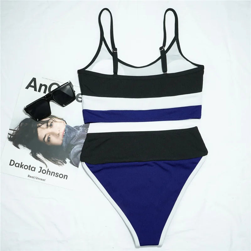 Push Up Swimsuit Female Patchwork Swimwear For Women Bathing Suit High Waist Bikini Set Sport Wear Swimming Suit Sexy Bikini