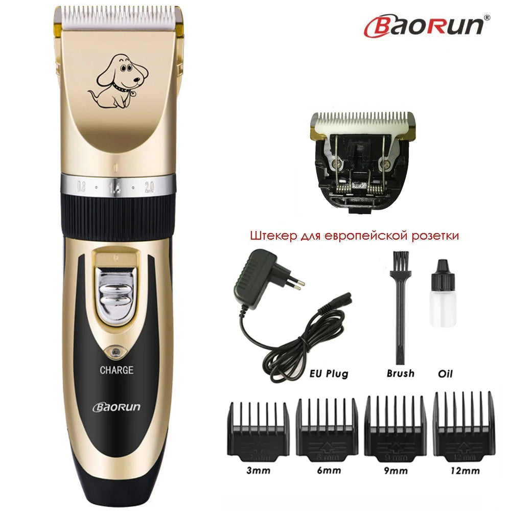 BaoRun P2 P3 Professional Pet Cat Dog Hair Trimmer Rechargeable Animal Grooming Clipper Shaver Dog Hair Cutting Machine Comb Kit