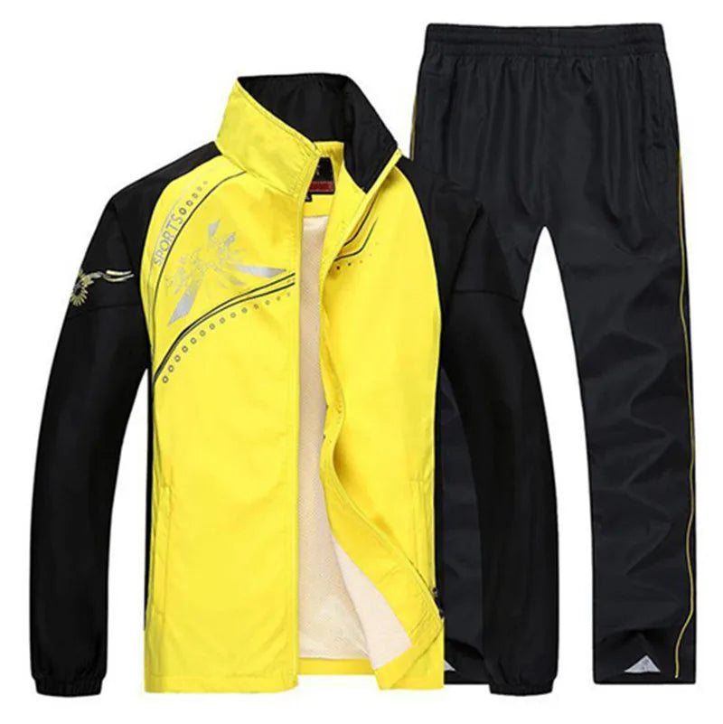 Men's Sportswear Set Spring Autumn Print Tracksuit Men 2 Piece Sets Jacket+Pant Sweatsuit Casual Sporting Outerwear Clothing