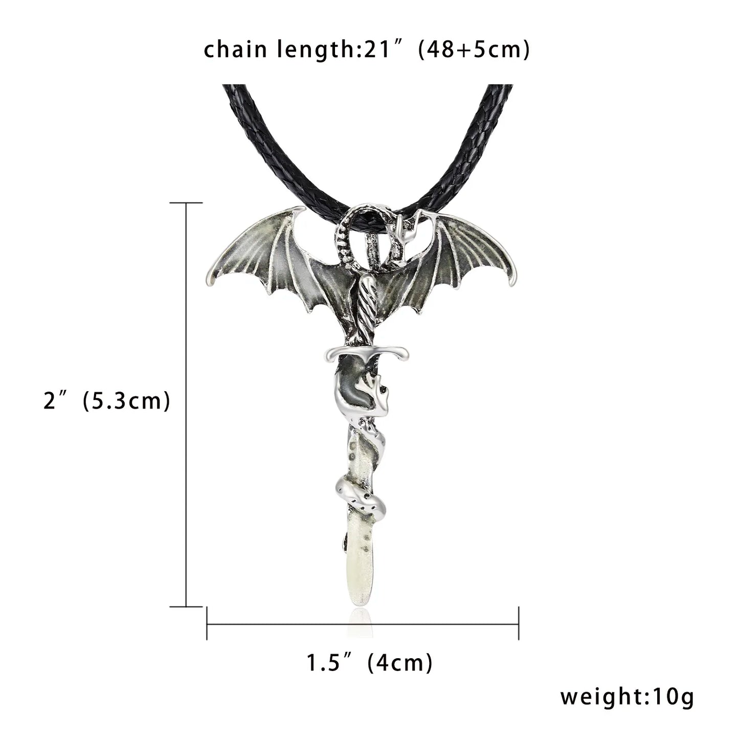 Rinhoo Vintage Magic Steampunk Glowing Luminous Punk Dragon Pendants Necklaces Mens Jewelry Glow In the dark Pendant Necklace