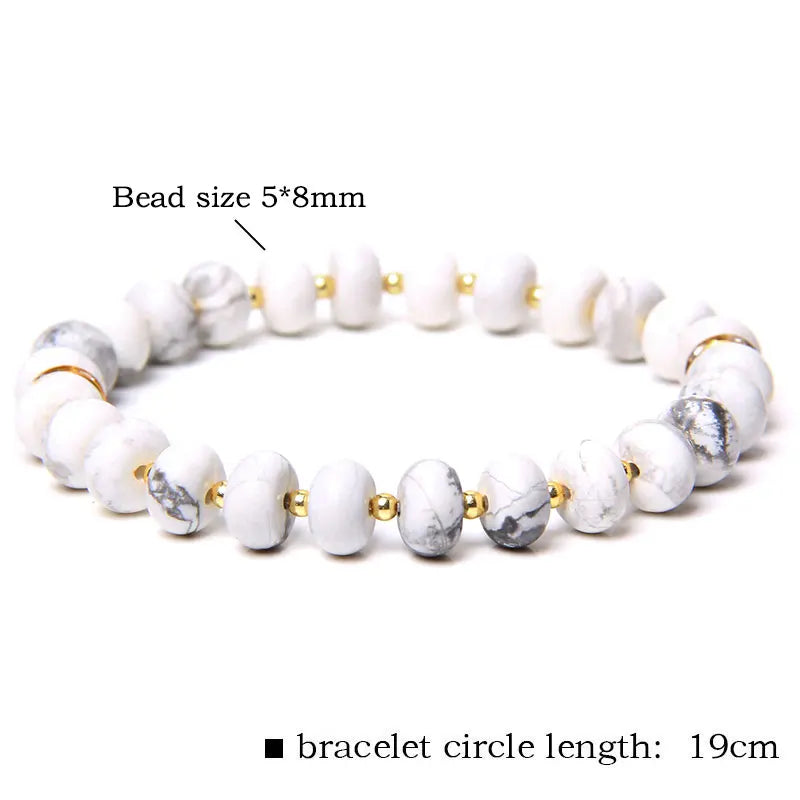 Fashion Natural white Howlite pink aventurine watermelon Tourmalin quartz stone beads bracelet for women lady Gifts Fashion