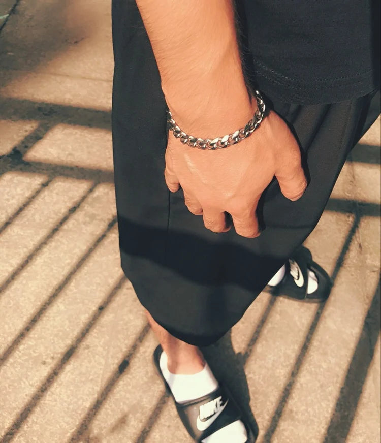 Black Bracelet Men's Accessories Cuban Hip Hop Bracelet Chain Fashion Stainless Steel Men's Chain Gift Vintage Bracelet Jewelry
