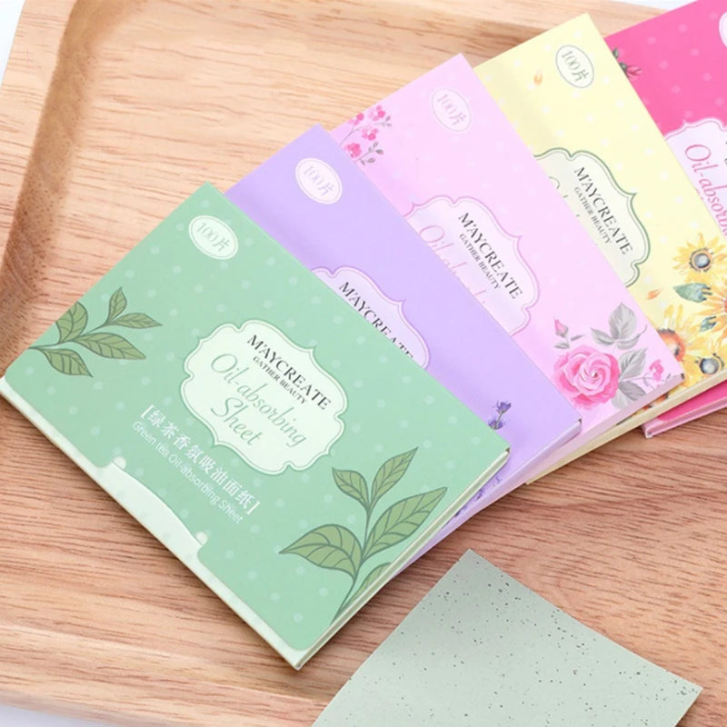 100Pcs Face Oil Blotting Paper Protable Face Wipes Facial Cleanser Oil Control Oil-absorbing Sheets Blotting Tissue Makeup Tools