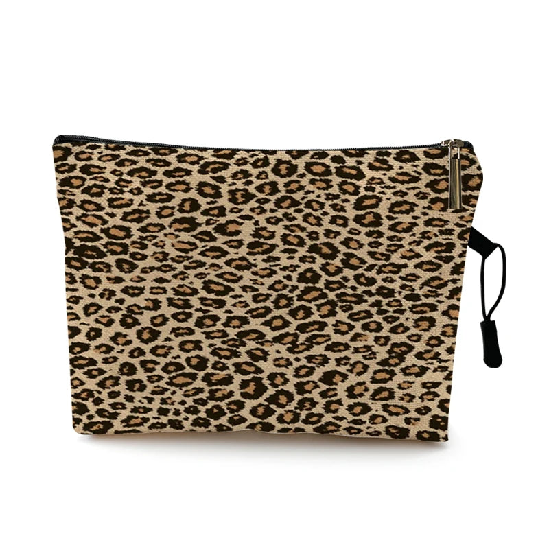 Cosmetic Bag Case Women Makeup Bag Fashion Leopard Print Zebra Striped Teenager Girls Ladies Cosmetics Make Up Pouches Organizer