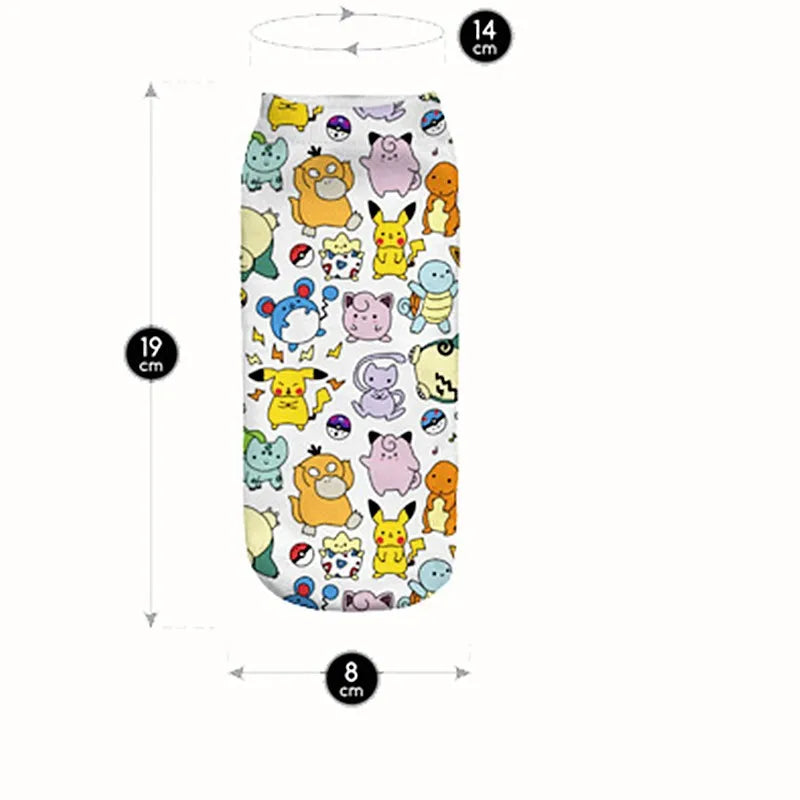 Pokemon Pikachu Game Cotton Socks Pokemon Go Squirtle Charmander Bulbasaur Anime Cosplay Men Women Christmas Gift Sock