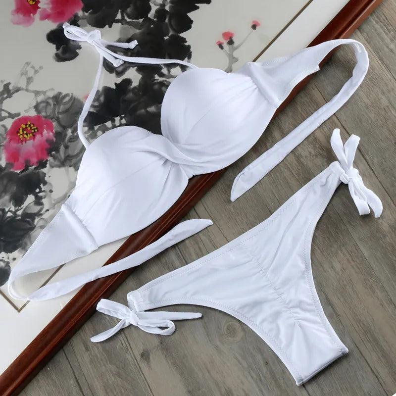 Bikini Ruching Bum Bikinis Set Pad Push Up Bikini S to XXL Swimwear Women Bandage Swimsuit Bathing Suit Swimming Suit For Women
