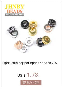 JHNBY 4pcs White Zircon Copper Spacer Beads 6/8/10mm Round Pave CZ Crystal Ball Loose Beads Jewelry Bracelet Making DIY Findings