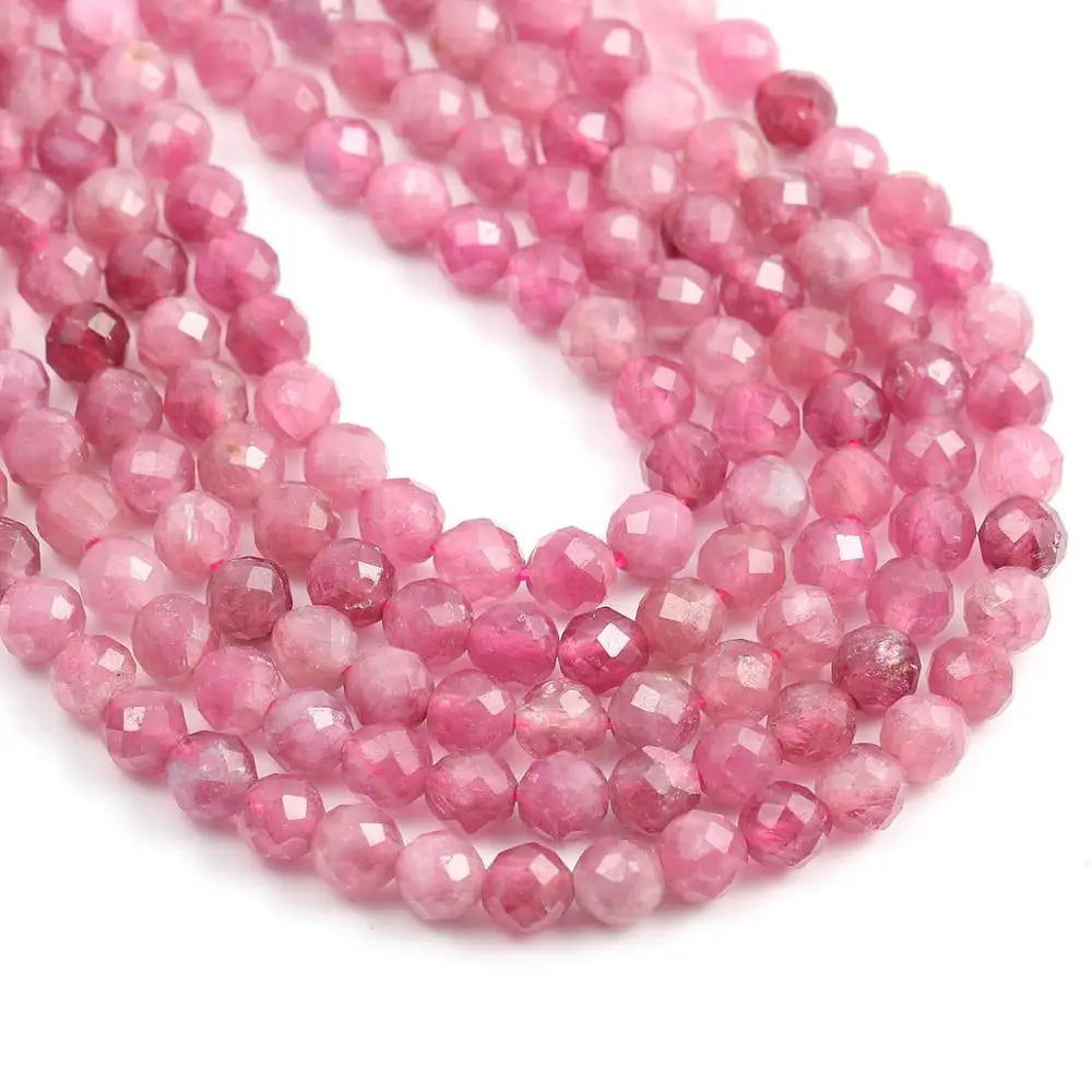 Small Beads Natural Stone Beads Tourmaline Sapphir 2,3,4,5mm Section Loose Beads for Jewelry Making Necklace DIY Bracelet (38cm)
