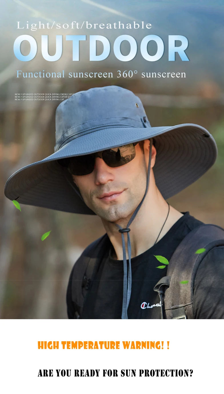 K194 Four Seasons Men's Panama Bucket Basin Sun Hat Sun Protection Hat Big Brim Fashion Outdoor