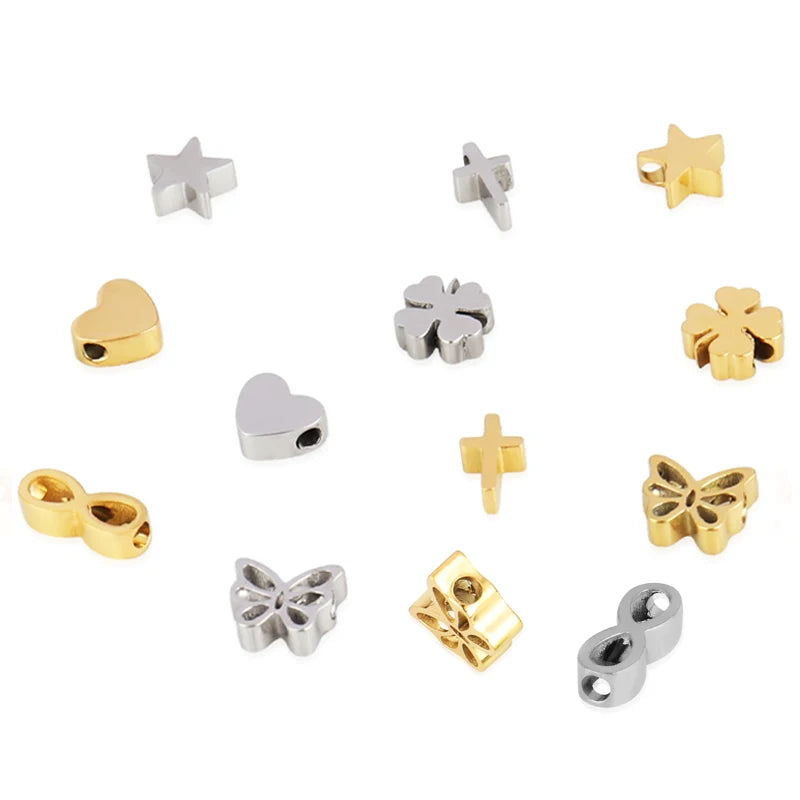 5pcs High Polished Stainless Steel Charms For Women Star Love Heart DIY Pendant Accessories Handmade Jewelry Making Wholesale