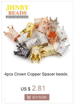 JHNBY 4pcs White Zircon Copper Spacer Beads 6/8/10mm Round Pave CZ Crystal Ball Loose Beads Jewelry Bracelet Making DIY Findings