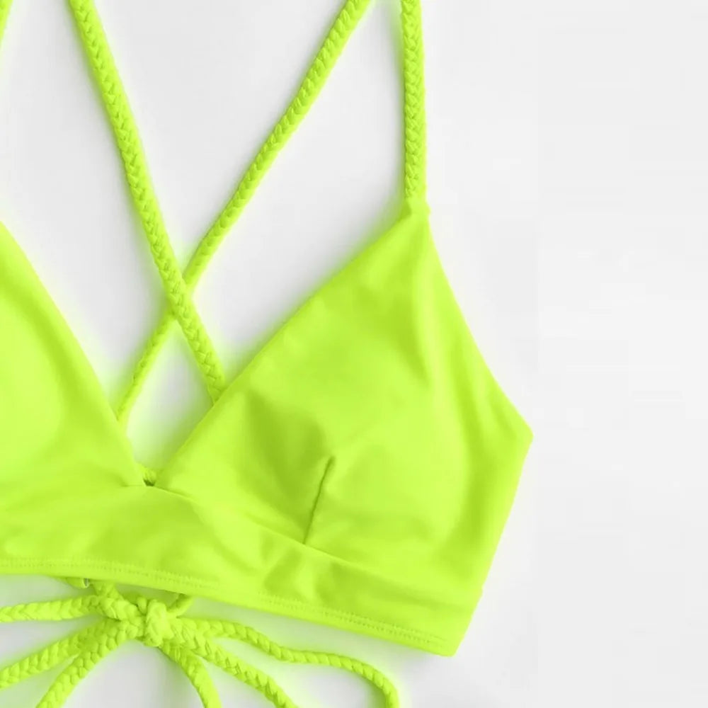 Melphieer 2025 New Wine Red Braided Straps Bikini Cross Back Brazilian Bikinis Set Biquini Swimsuit Swimwear Women Bathing suit