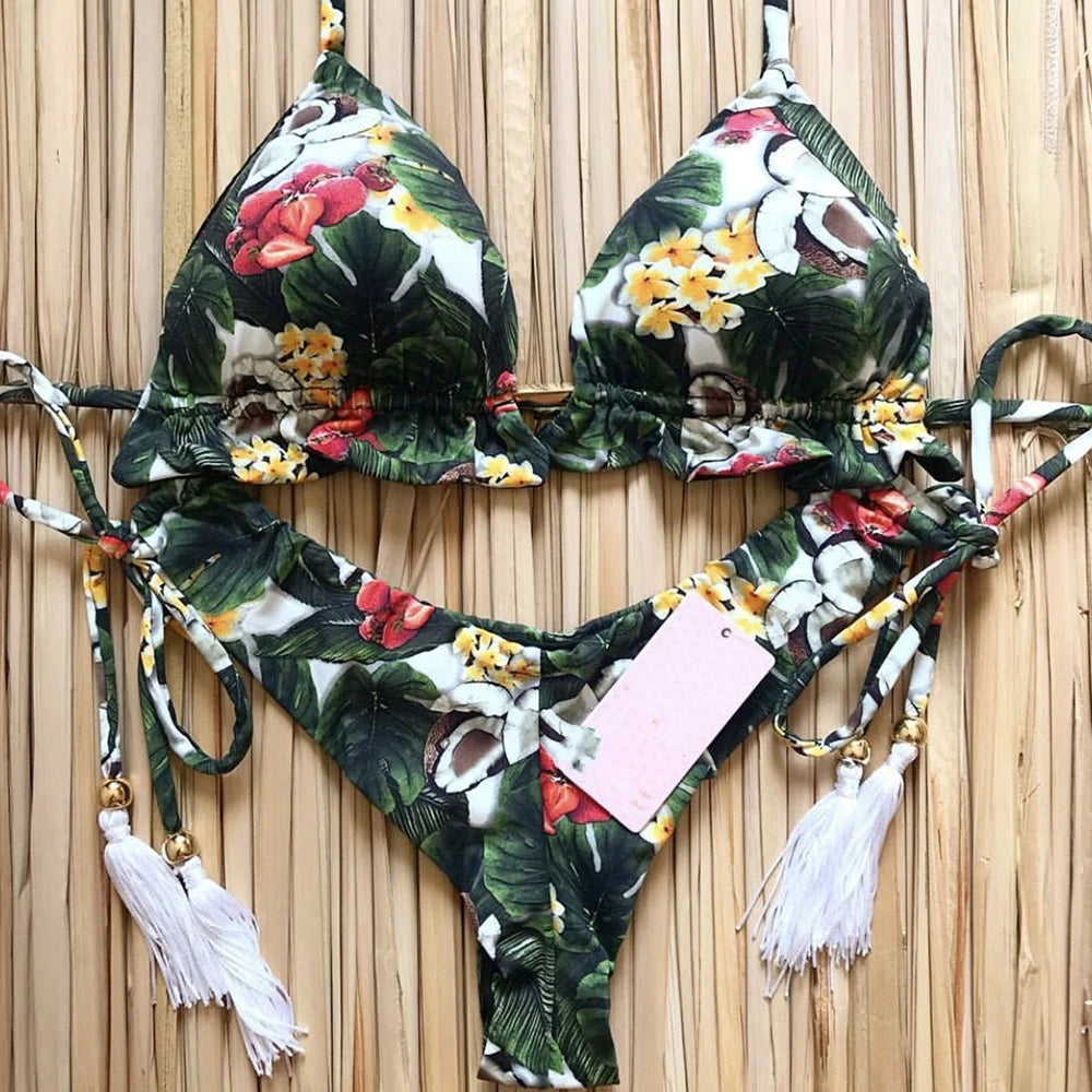 Sexy Bikinis 2019 Swimwear Women Swimsuit Bandage Halter Beach Wear Push Up Bathing suits Female Brazilian Bikini Set