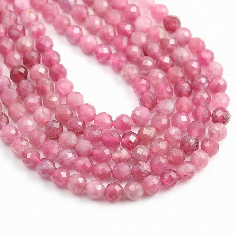Small Beads Natural Stone Beads Tourmaline Sapphir 2,3,4,5mm Section Loose Beads for Jewelry Making Necklace DIY Bracelet (38cm)
