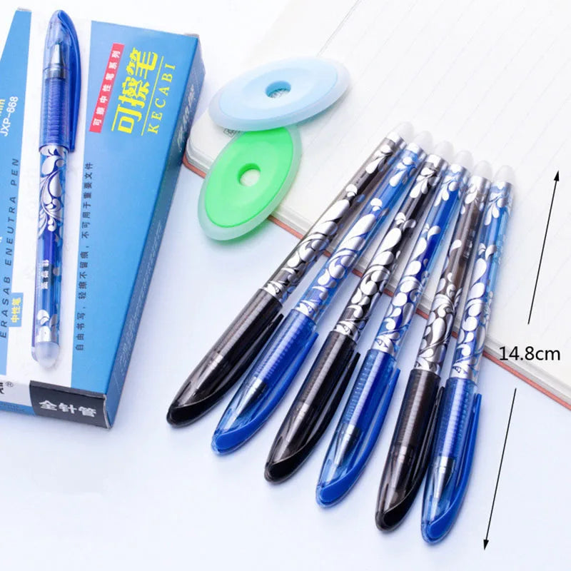 12pcs/box Luxury Erasable Pen Set 0.5mm Blue Black Ink Gel Pen For School Supplies Student Writing Exam Stationery Pens