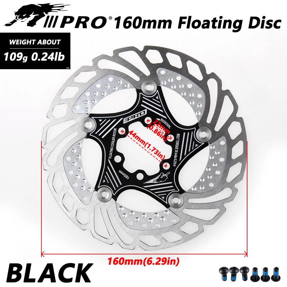 IIIPRO 6-Bolt Brake Disc 160mm/180mm/203mm Brake Disc Rotor Floating Cooling Heat Dissipation DH 6 Inch MTB/Road Bike