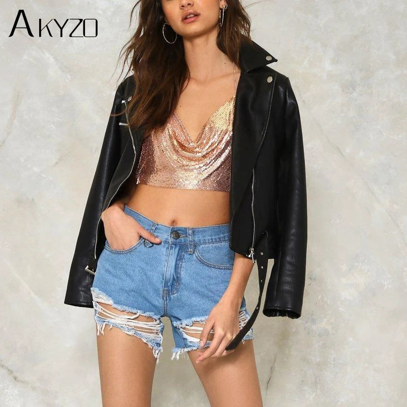AKYZO Women 2023 Sexy Metal Sequined Tank Camis Summer Gold Silver Backless Cropped Glitter Beach Club Show Wear Tank Tops