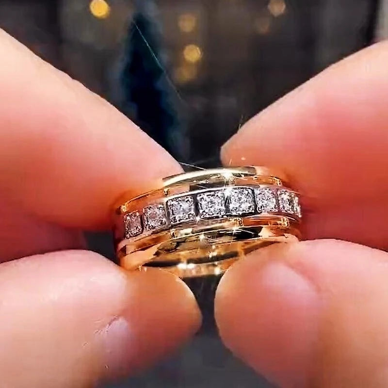 CAOSHI Stylish Temperament Women's Wedding Rings with Dazzling Crystal Trendy Female Engagement Jewelry Statement Accessories