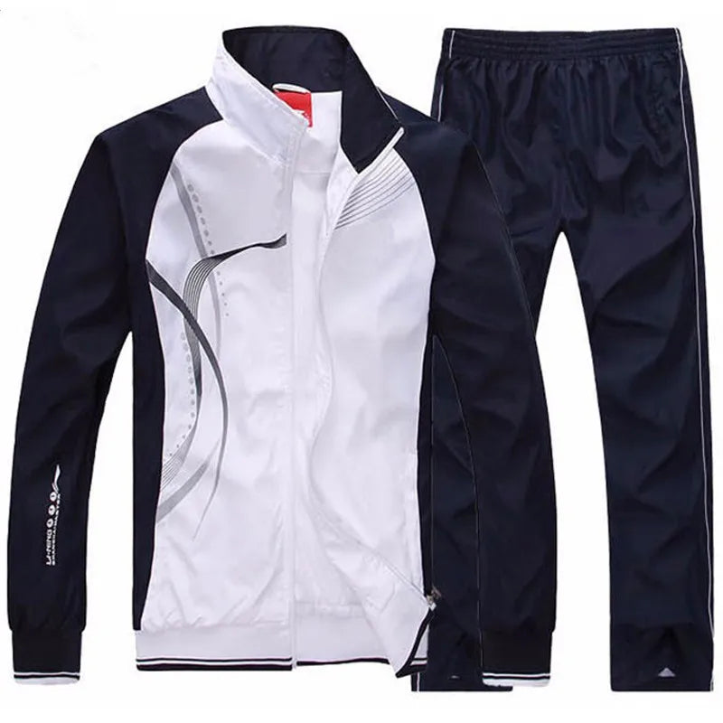 Men's Sportswear Set Spring Autumn Print Tracksuit Men 2 Piece Sets Jacket+Pant Sweatsuit Casual Sporting Outerwear Clothing
