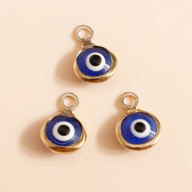 Leslie 60pcs 7*10mm Evil Eyes Charms Pendants for Earrings Bangles Handamde DIY Gold Silver Color Enamel Charms Jewelry Making