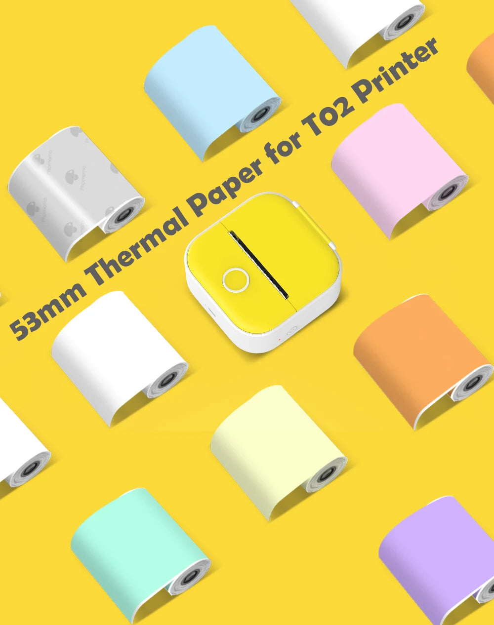 Phomemo T02 Pocket Printer Photo Journal Printing 53mm Sticker Labels Wireless Connection No-Ink Thermal Printing Long Battery