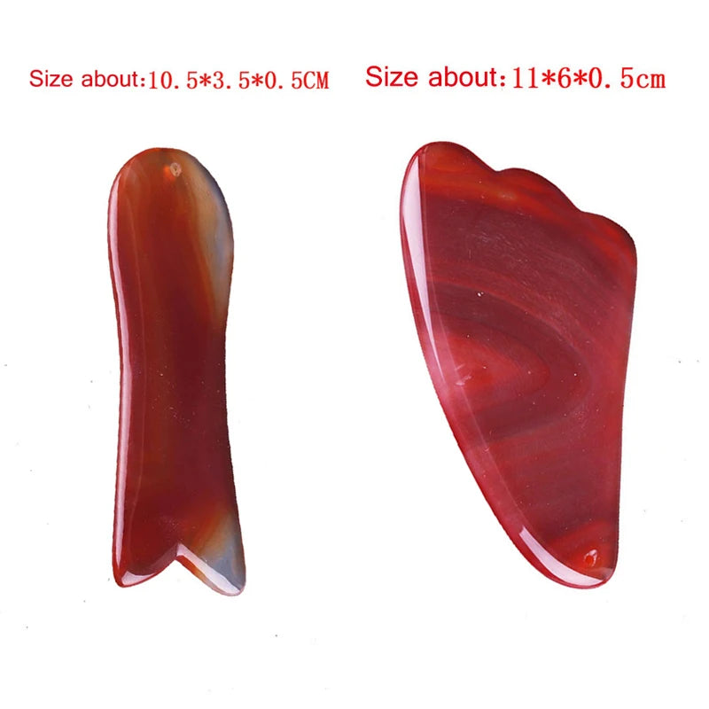 Natural Red Agate Scraping Board Jade Massager Gouache Scraper Facial Body Guasha Lifting Sap Cupuncture Point Massage Skin Care