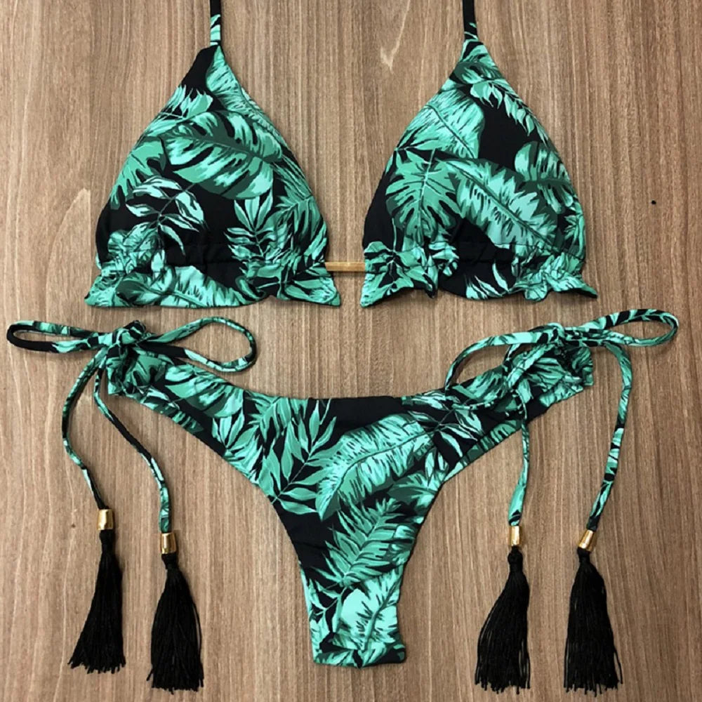 Sexy Bikinis 2019 Swimwear Women Swimsuit Bandage Halter Beach Wear Push Up Bathing suits Female Brazilian Bikini Set