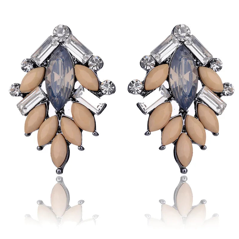 Elegant Tree Shape Acrylic Opal Stone Stud Earrings Statement Women Piercing Earrings 2019 New Trendy Jewelry Gift