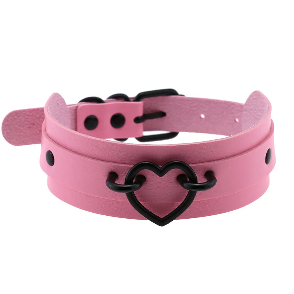 Goth Pink Leather Necklaces Women Punk Black Rivet Spike Collar Chain Neck Strap Gothic Holloween Girls Choker Y2K Body Jewelry