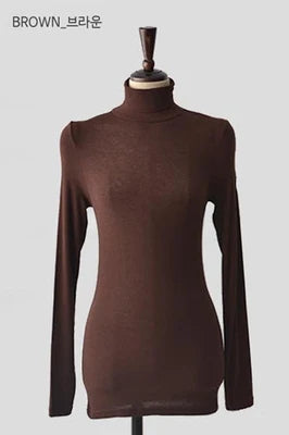T Shirt Women Turtleneck Spring Top Sexy Elasticity T-Shirt Korean Tee Woman Clothes Slim Tshirt Female Skinny Long Sleeve Tops