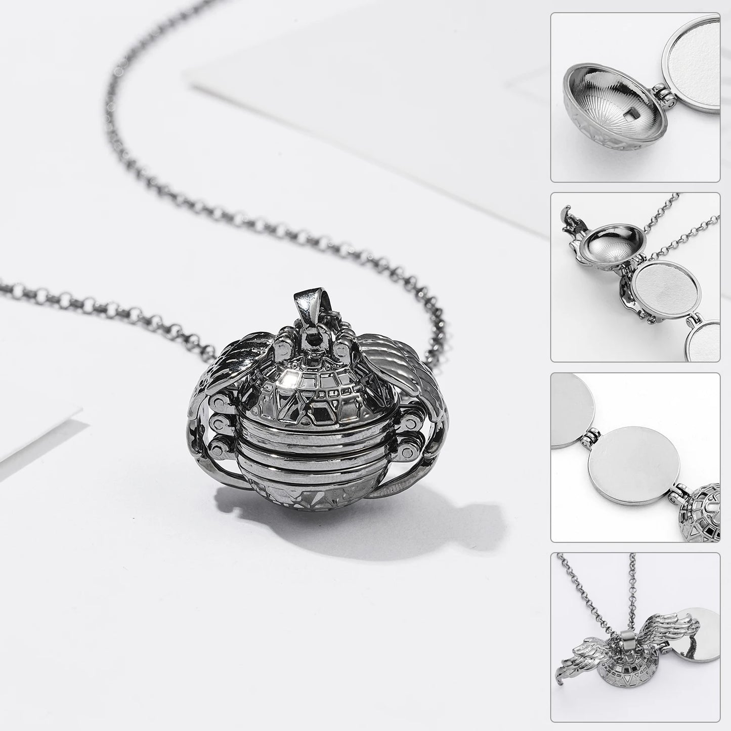 Unique Carved Design Heart-shaped Photo Frame Pendant Necklace Charm Openable Locket Necklaces Women Men Memorial Jewelry