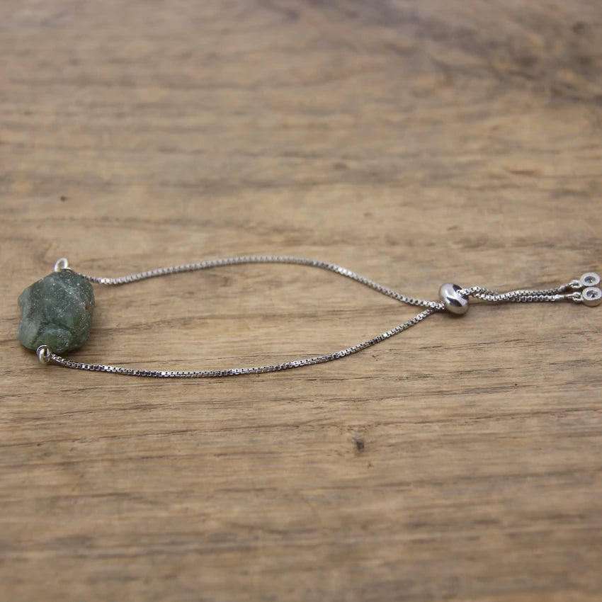 Raw Crystal Quartz Amazonite Citrines Tourmaline Stone Nugget Beads Silvery Chains Adjustable Bracelet Women Jewelry QC2003