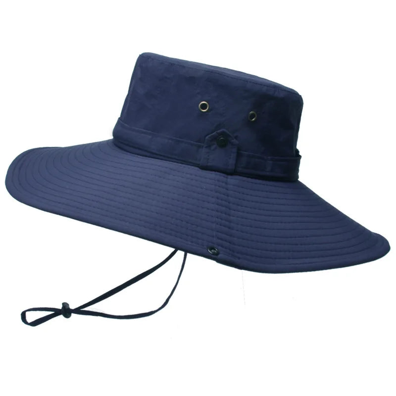 K194 Four Seasons Men's Panama Bucket Basin Sun Hat Sun Protection Hat Big Brim Fashion Outdoor