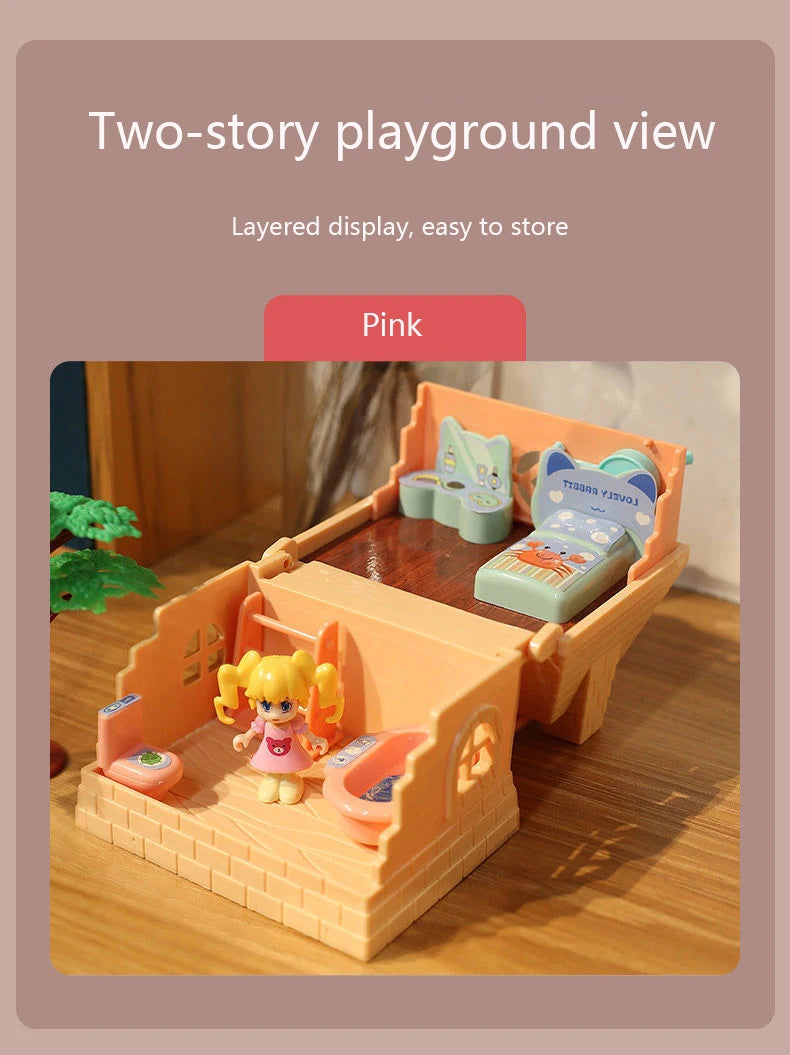 DollHouse Miniature Furniture DIY Doll House With Mini Doll Green Tree Forest Villa Home For Girl Christmas Gift ChildernToys