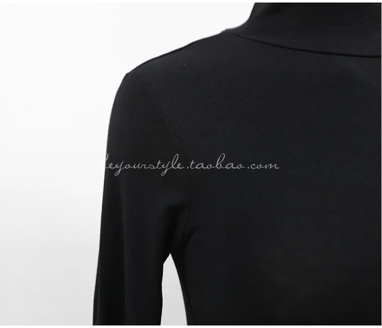 T Shirt Women Turtleneck Spring Top Sexy Elasticity T-Shirt Korean Tee Woman Clothes Slim Tshirt Female Skinny Long Sleeve Tops