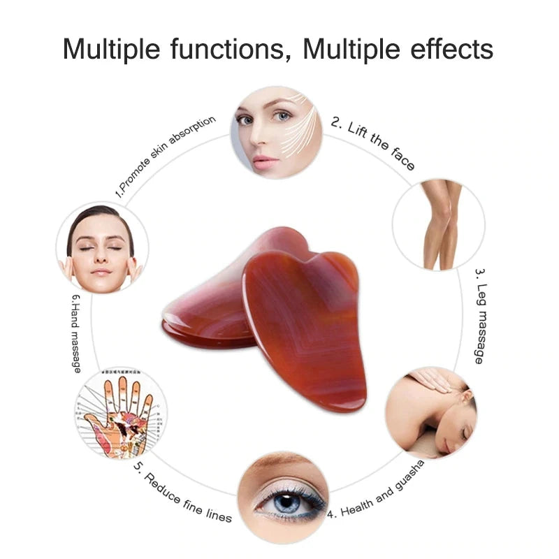 Natural Red Agate Scraping Board Jade Massager Gouache Scraper Facial Body Guasha Lifting Sap Cupuncture Point Massage Skin Care