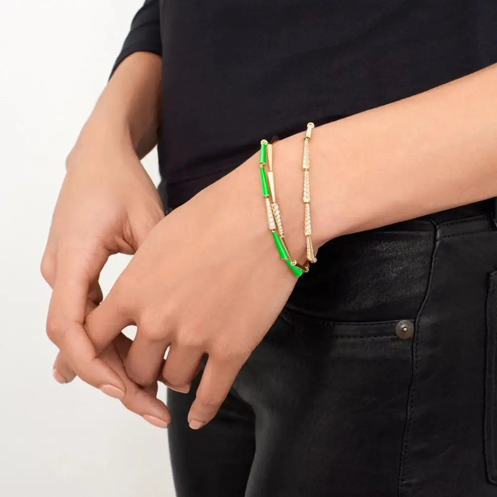 Rainbow Neon Enamel Beaded Link Chain Colorful Gold Color Women Girl New Bracelet