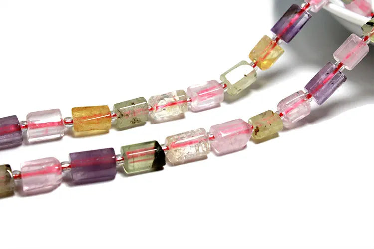 Natural Tourmaline Apatite Emerald Agates Amethysts Jades Cylinder Stone Spacer Beads for Jewelry Making DIY Bracelet 7.5inch
