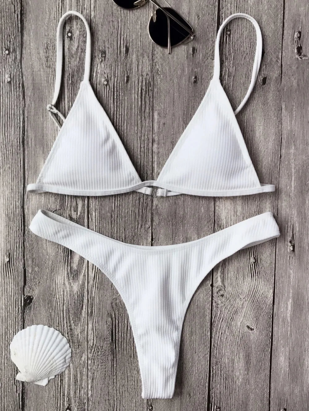 Bandeau Tanga Bikinis Ribbed Bikini 2025 Sexy High Cut Bikini Set Brazilian Swimsuit Thong Swimwear Women Girls Swimming Suit