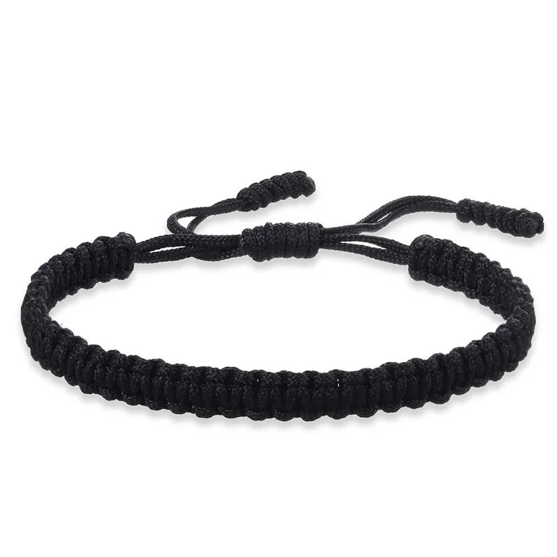 Handmade Black Red thick Rope Knot Bracelet for Women Men Retro Ethnic Style Tibetan Buddha Braid Chain Couple Friendship Jewelr