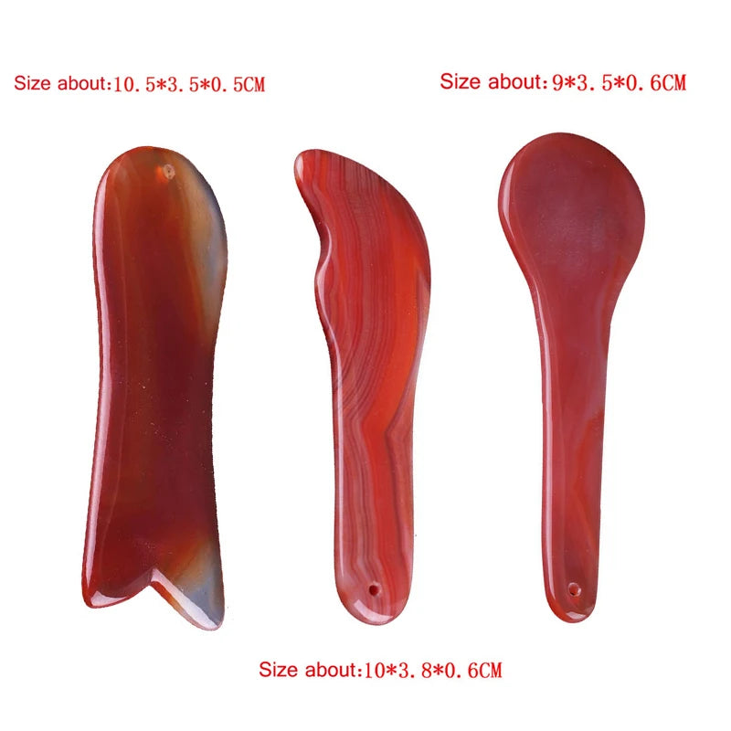 Natural Red Agate Scraping Board Jade Massager Gouache Scraper Facial Body Guasha Lifting Sap Cupuncture Point Massage Skin Care