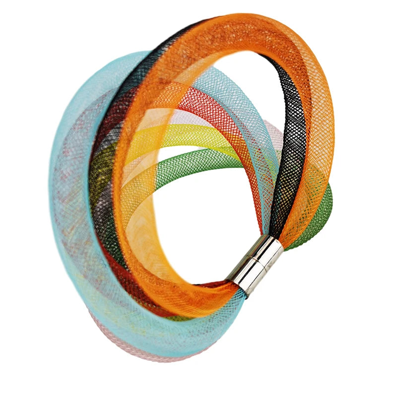 UKEBAY New Multicolor Mesh Bracelets For Women Rainbow Charm Bangles Boho Hand Chains Girl Birthday Gift Party Jewelry Bracelet