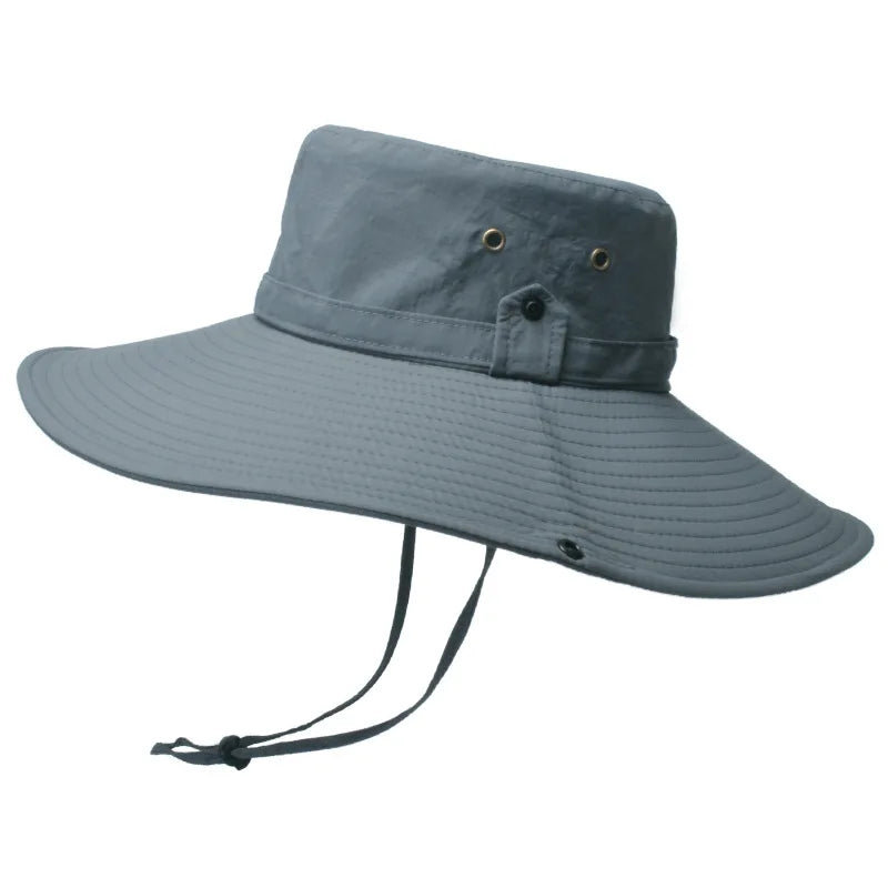 K194 Four Seasons Men's Panama Bucket Basin Sun Hat Sun Protection Hat Big Brim Fashion Outdoor